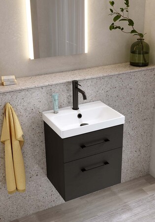 Pesuallaskaappi Fix Trend Musta Puukuviointi Ja Pesuallas 420