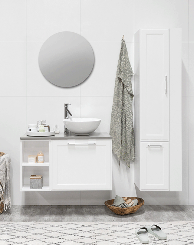 Noro Flexline -kylpyhuonekalusteet – niin pieniin kuin suurempiinkin kylpyhuoneisiin.